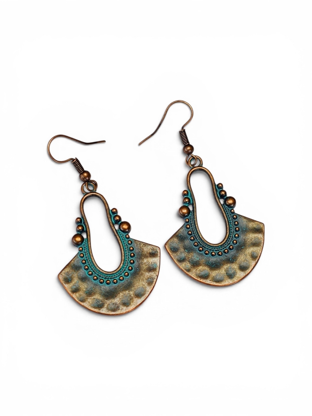 Turquoise Bronze Wedge Vintage Dangle Boho Earrings